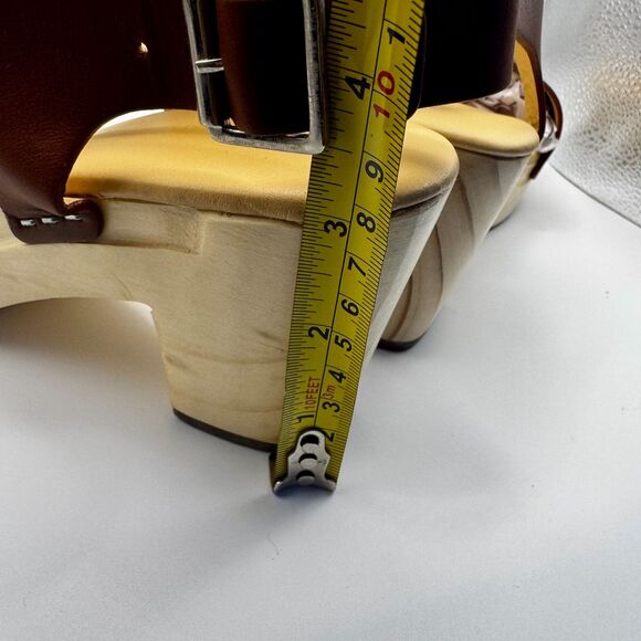 Nisolo Women’s Leather Wood Platform Sandals Size 6 Handmade in Mexico 3.5”Heel - Picture 9 of 11